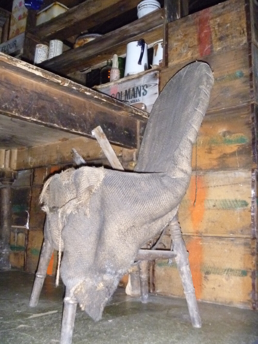 2010-11 Hessian draped chair inside Scott's 'Terra Nova' hut