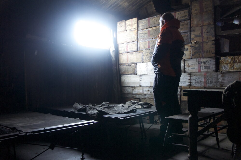 2012 AHT's Stefan Strittmatter in Messdeck, Scott's 'Terra Nova' hut