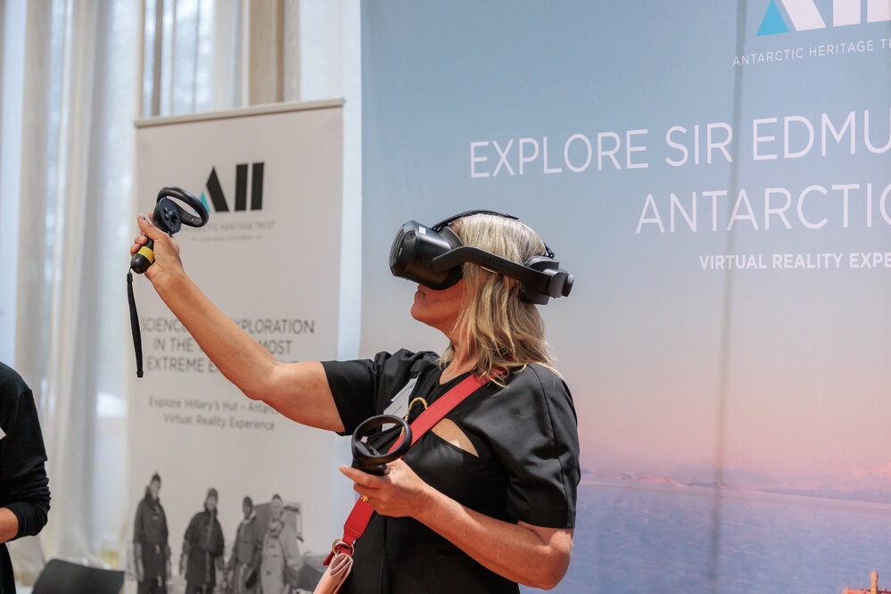 Rachel Rose experiencing the VR