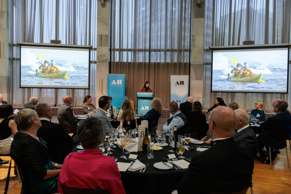 Sadra Sultani speaking, South Georgia Inspiring Explorers&trade; application launch