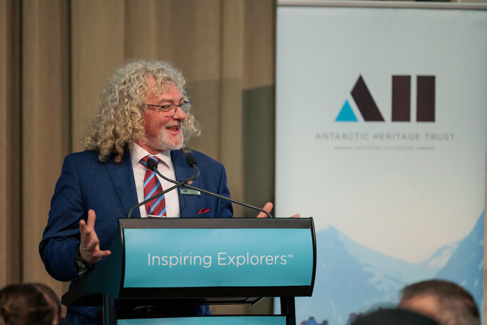Board Chairman Mark Stewart speaking, South Georgia Inspiring Explorers&trade; application launch (002)