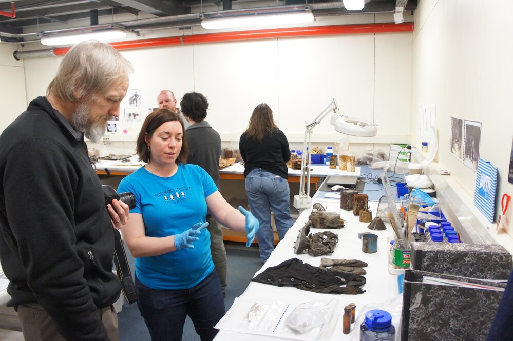 2012 AHT's Gretel Evans during Scott Base Winter Conservation Laboratory 'open house'