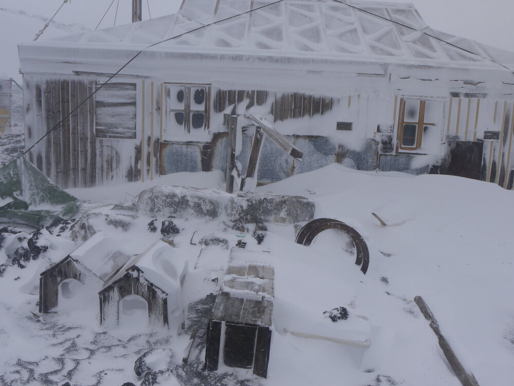 2010-11 Snow build-up around the North wall and stables, Cape Royds