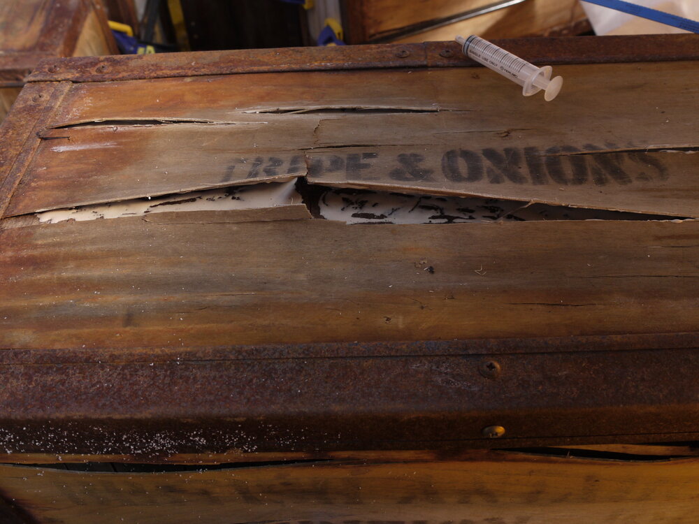 2010-11 Detail of Venesta case repairs, Cape Royds (002)