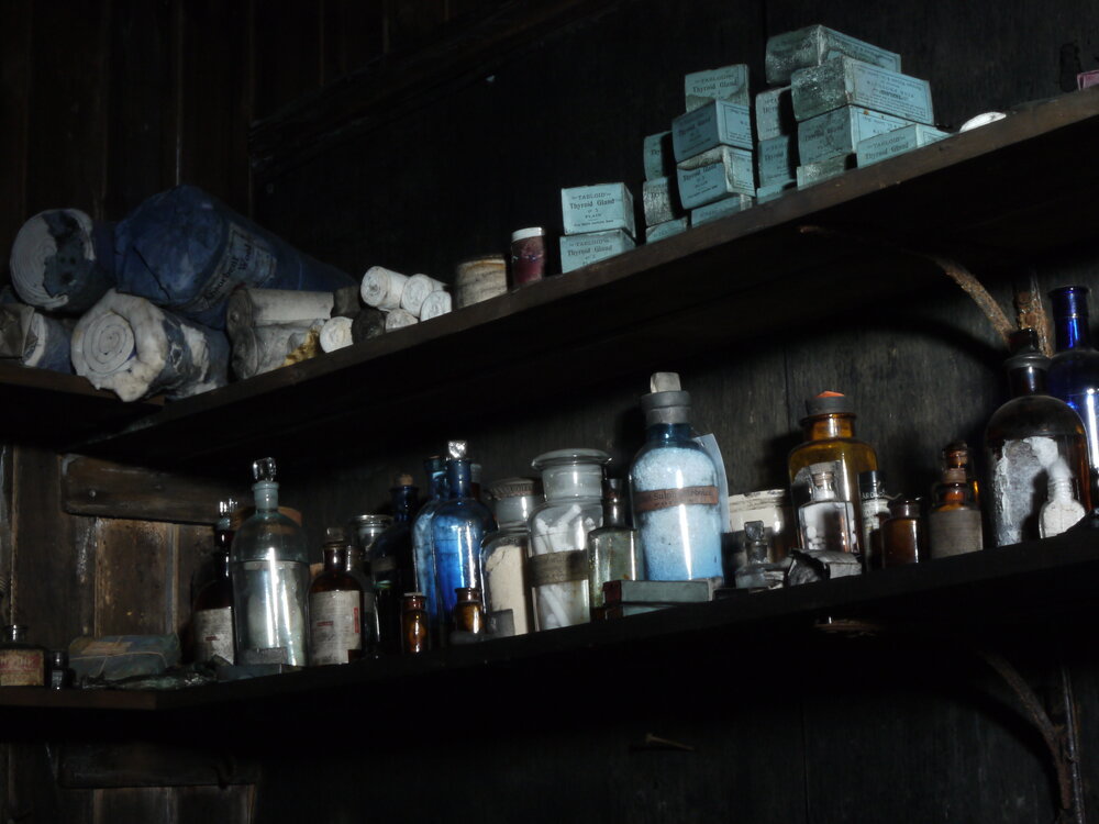 2010-11 Medical supplies inside Wilson and Evans' corner, Cape Evans (001)