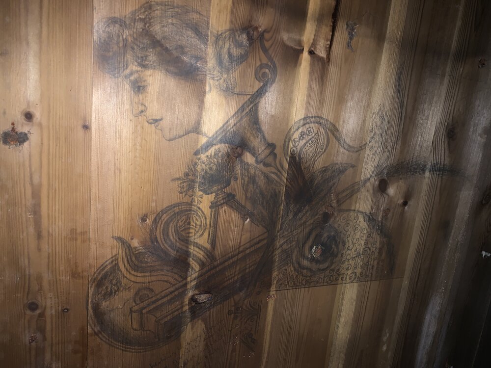 2022-23 Drawings inside Borchgrevink's hut, Cape Adare