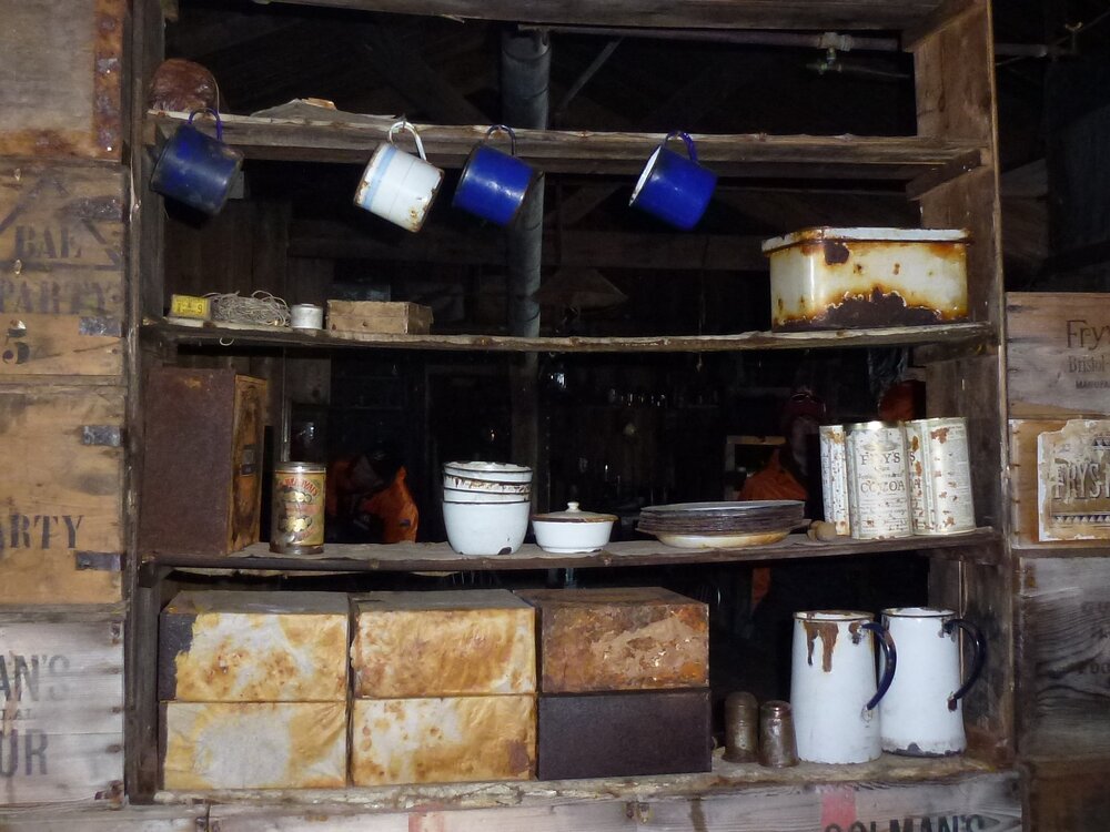 Shelves in the bulkhead, Scott's 'Terra Nova' hut 