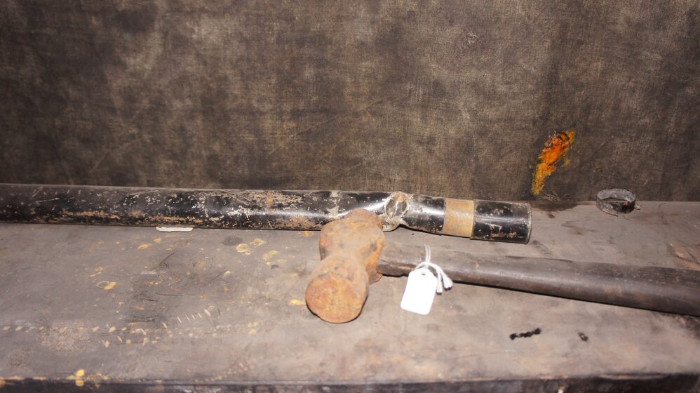 Hammer and pipe on shelf, Scott's 'Discovery' hut 