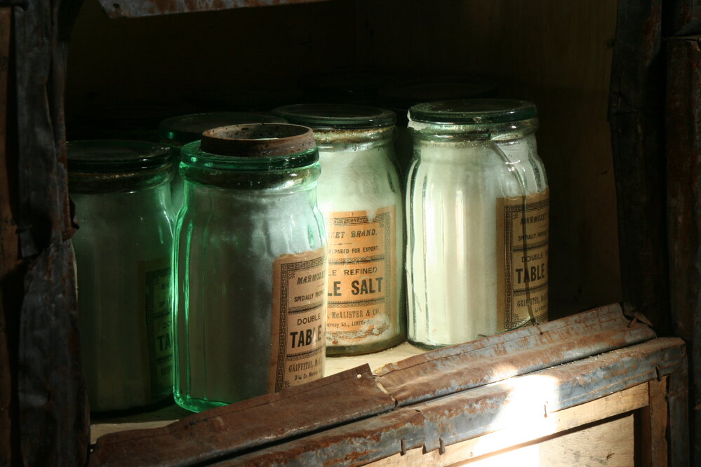 2010-11 Marmozet Table Salt jars inside Shackleton's 'Nimrod' hut