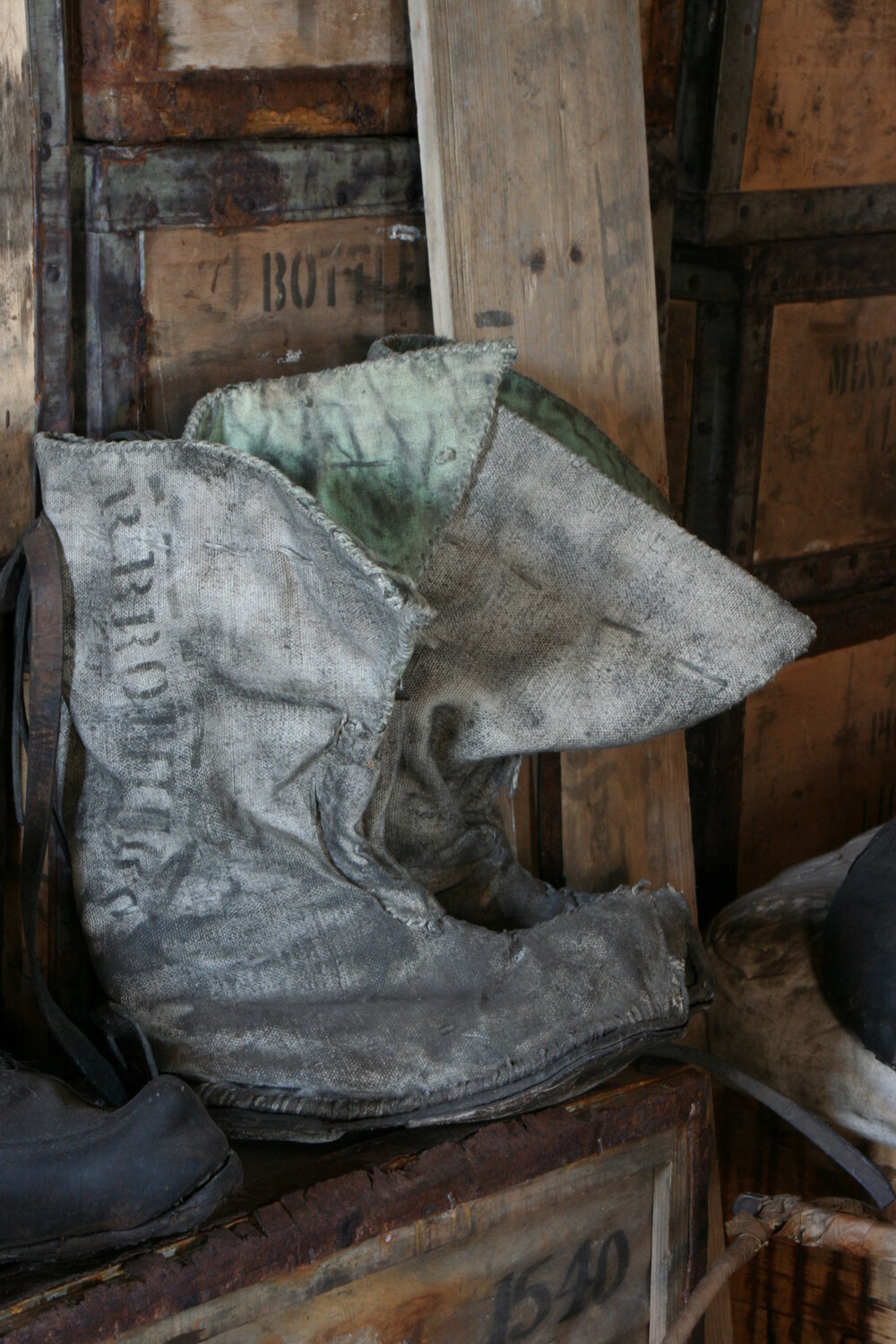 2010-11 Boots inside Shackleton's 'Nimrod' hut, Cape Royds