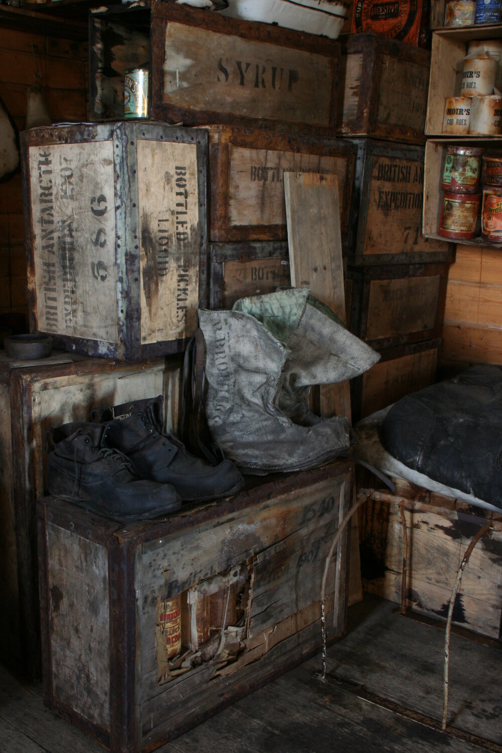 2010-11 Boots inside Shackleton's 'Nimrod' hut, Cape Royds