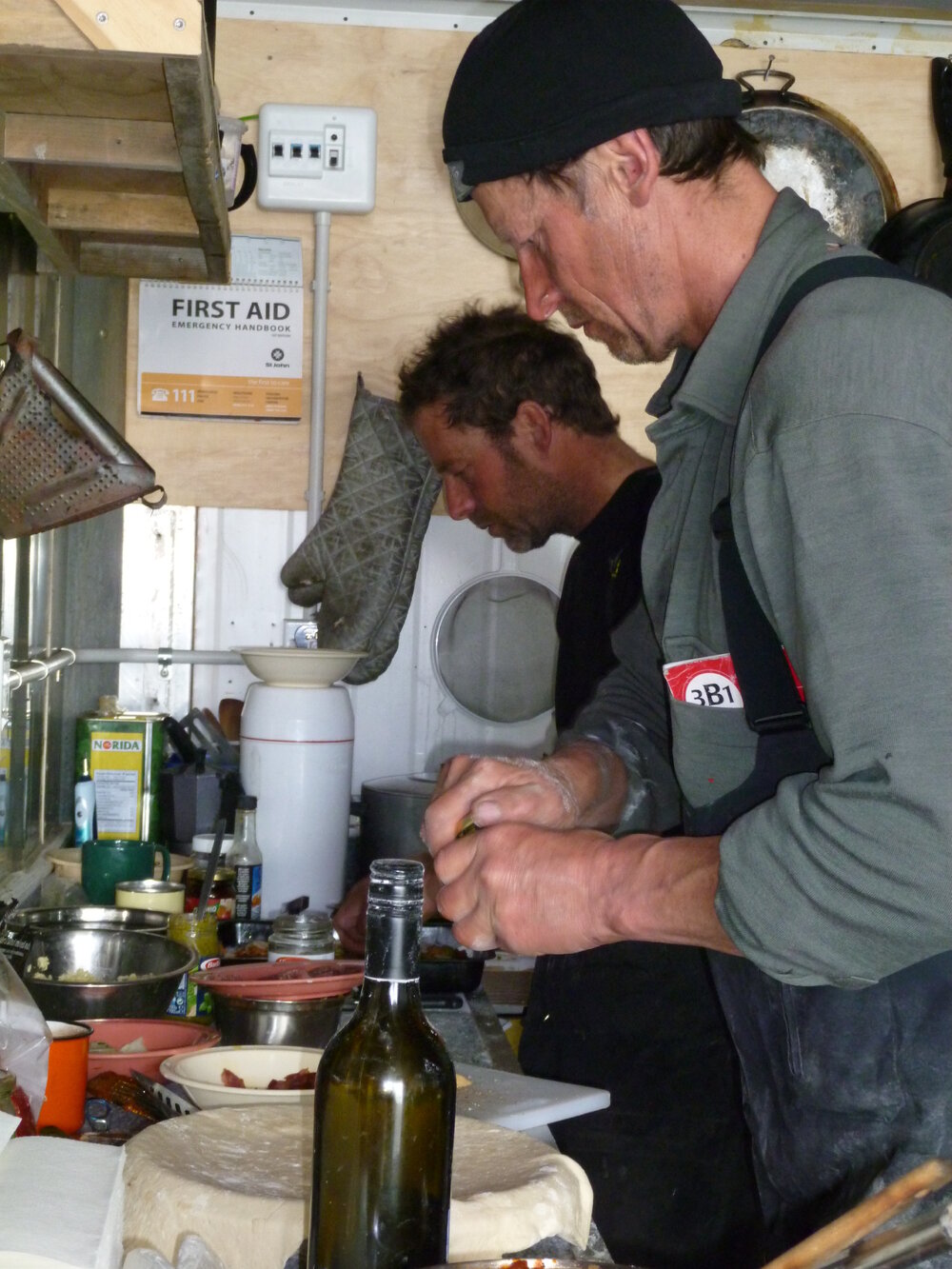 2010-11 Jaime Ward and John Taylor in the field camp kitchen