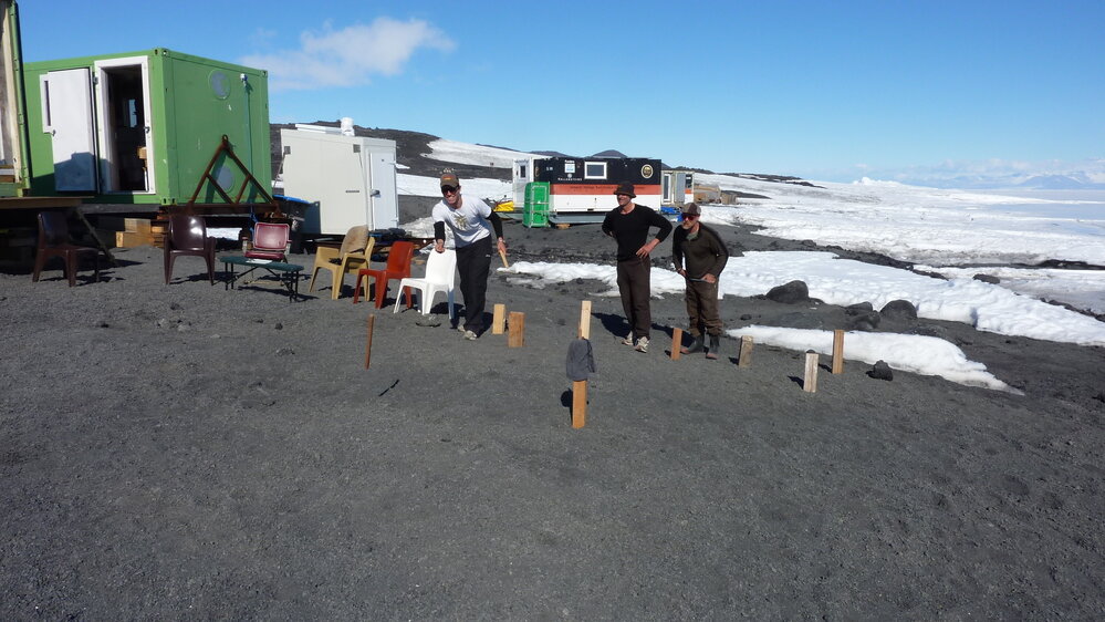 2010-11 AHT Team playing Kubb on Christmas Day, Cape Evans (001)