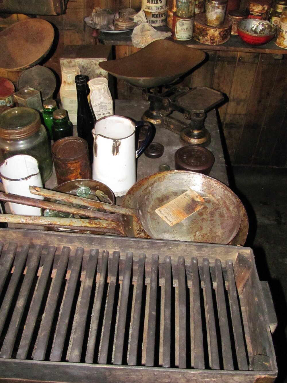 2010-11 Cooking artefacts on a table in the Galley inside Scott's 'Terra Nova' hut (002)