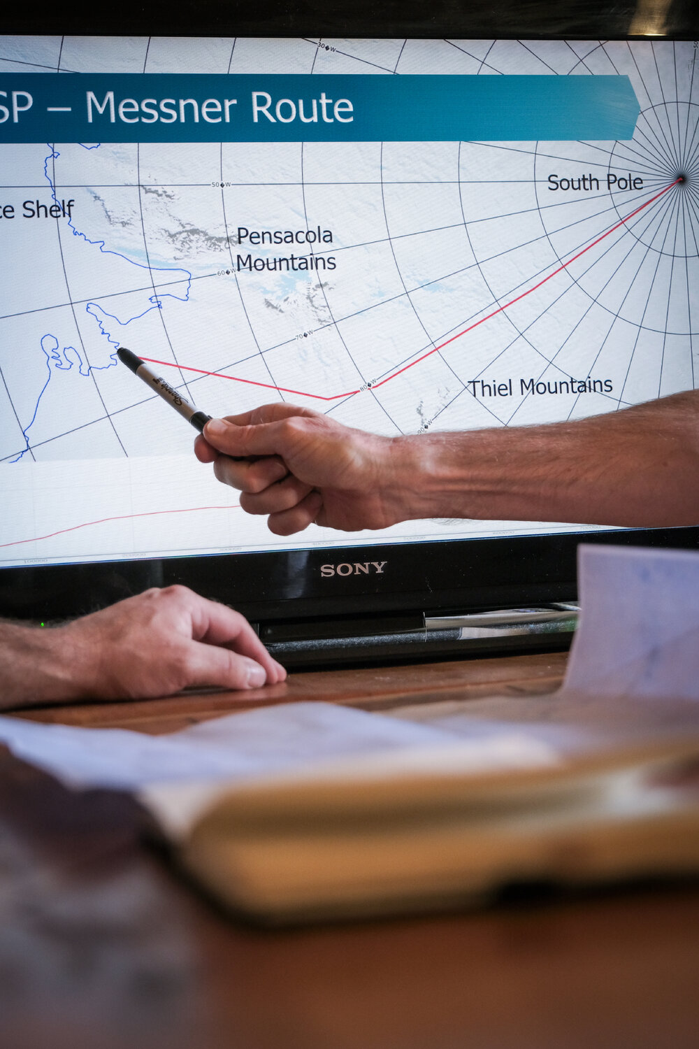 The South Pole Inspiring Explorers Expedition&trade; team looks over the route to be taken