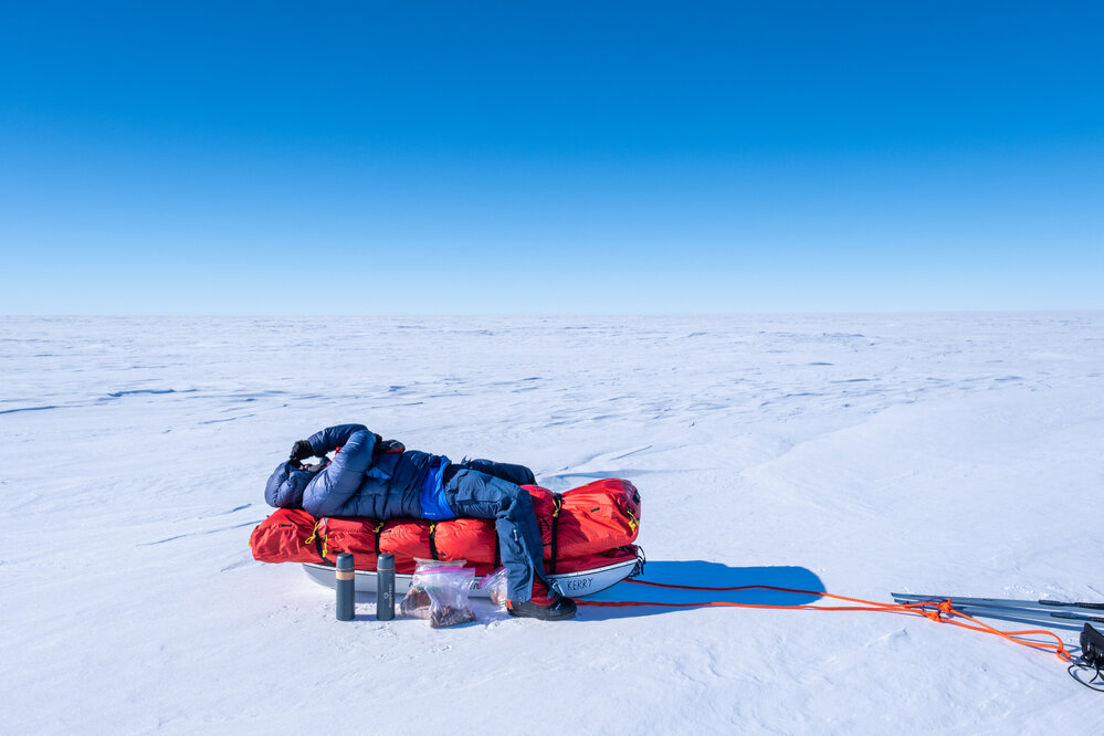 Nigel Watson takes a break during the South Pole Expedition