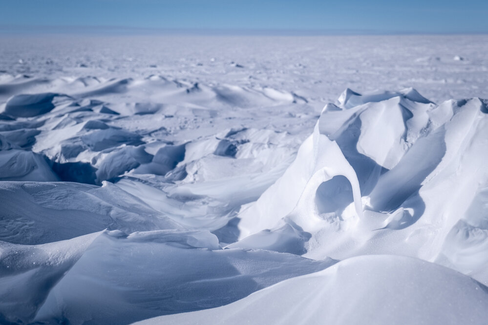 Sastrugi landscape encounted on the South Pole Expedition