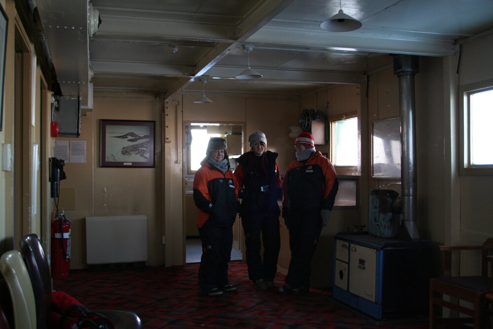Winter K172 team inside Hillary's TAE/IGY hut