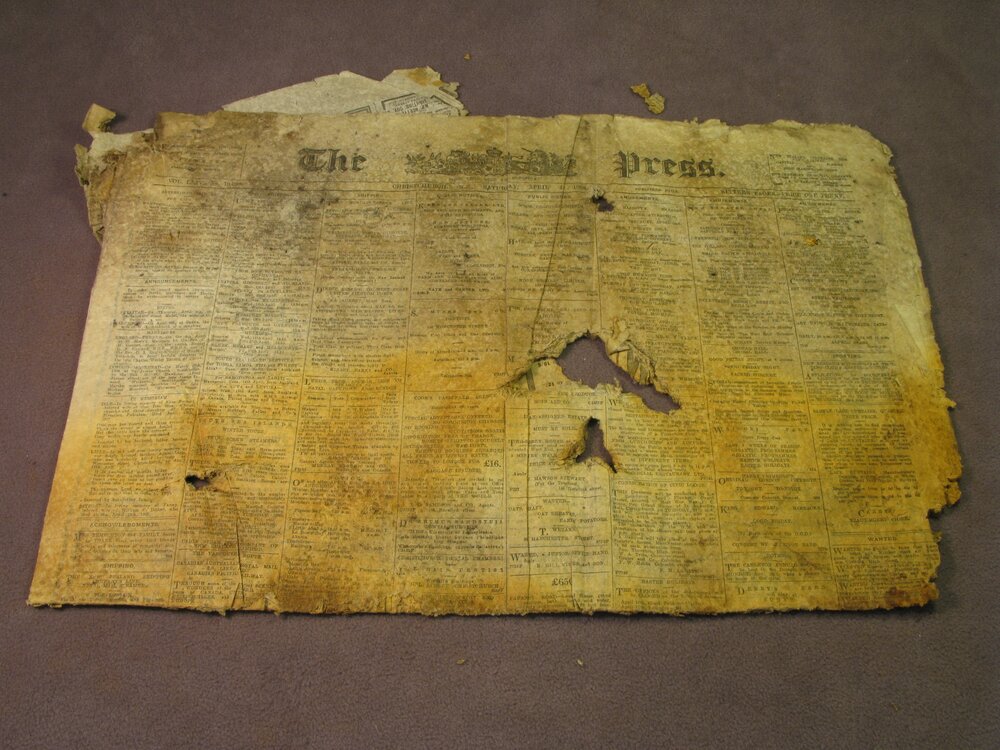 1908 Christchurch Press newspaper, before treatment