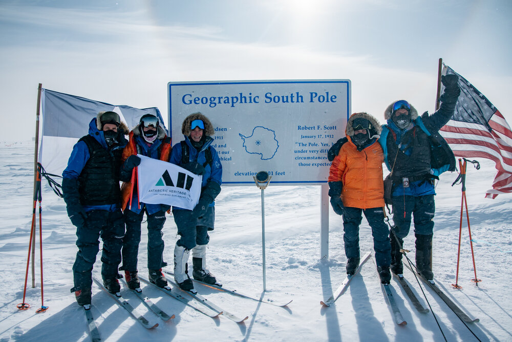 Inspiring Explorers Expedition&trade; team at the Geographic South Pole