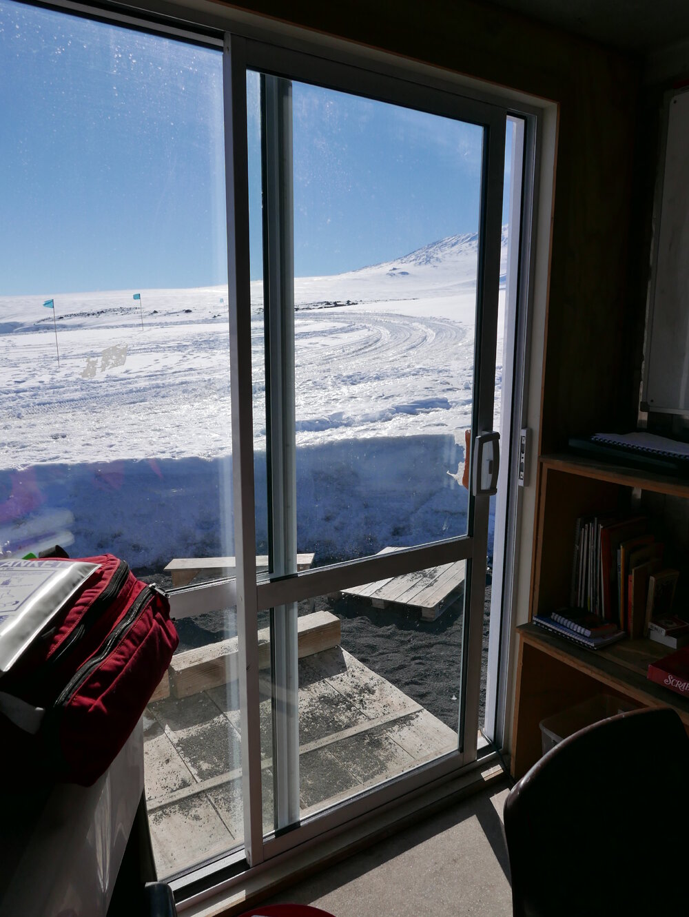 2018-19 View out of the AHT field camp container, Cape Evans