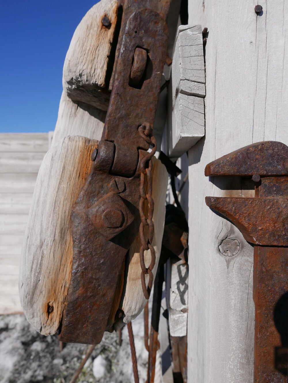 2018-19 Artefacts outside Shackleton's 'Nimrod' hut, Cape Royds
