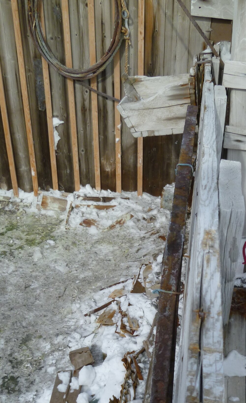 Fodder box re-instalment, Shackleton's 'Nimrod' hut 