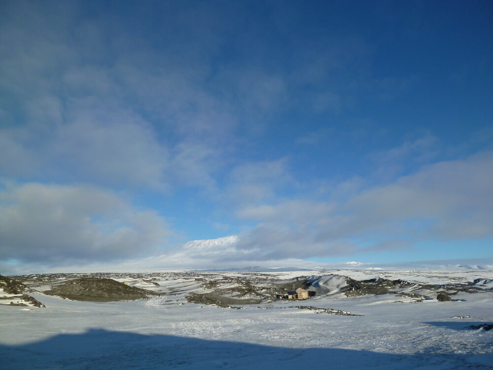 Cape Royds, Mount Erebus and Shackleton's 'Nimrod' hut