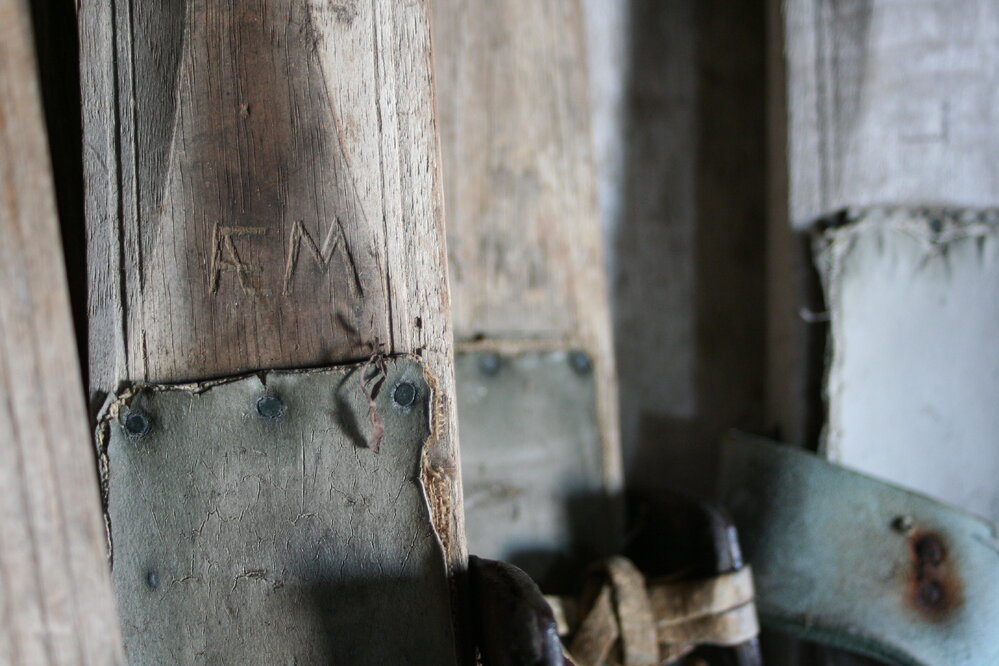 Detail of skis, Scott's 'Terra Nova' hut (001)