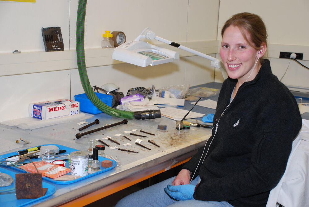 AHT Conservator Susanne Grieve treating nails