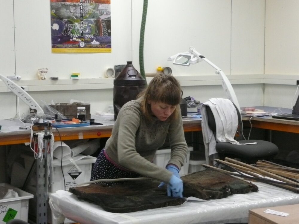 AHT Conservator Carla Pike treating artefact (001)