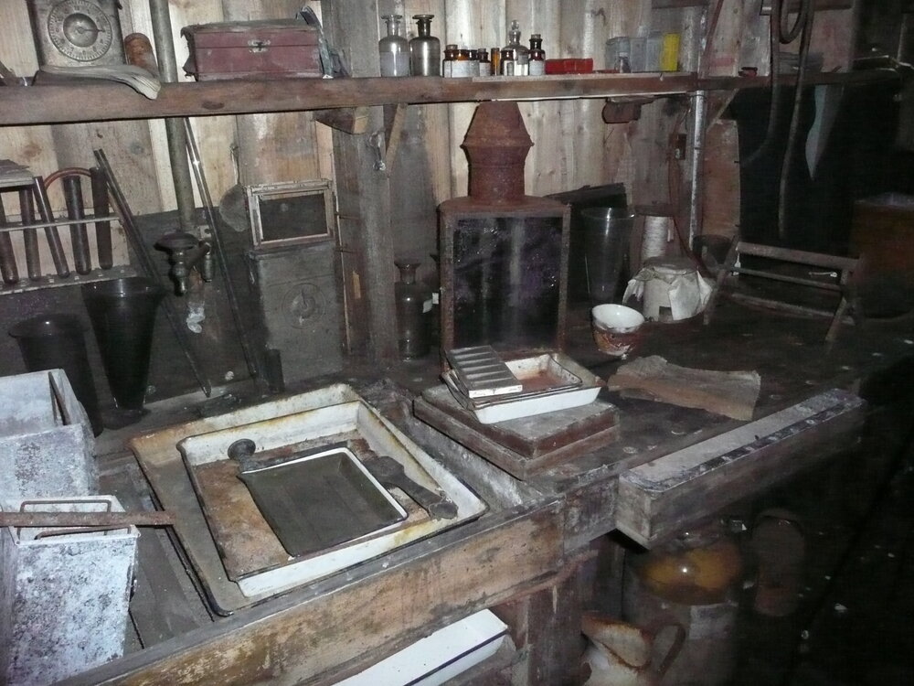 Artefacts in darkroom, Scott's 'Terra Nova' Hut