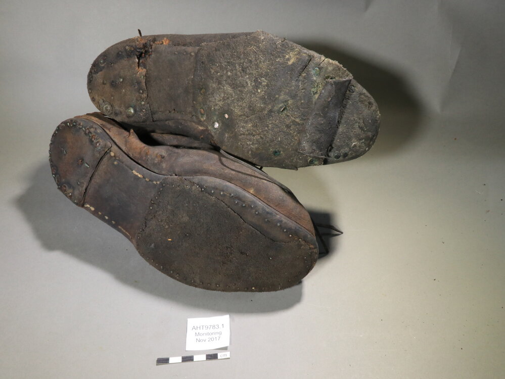 2017-18 Annual artefact monitoring programme, Cape Evans, leather boots (002)