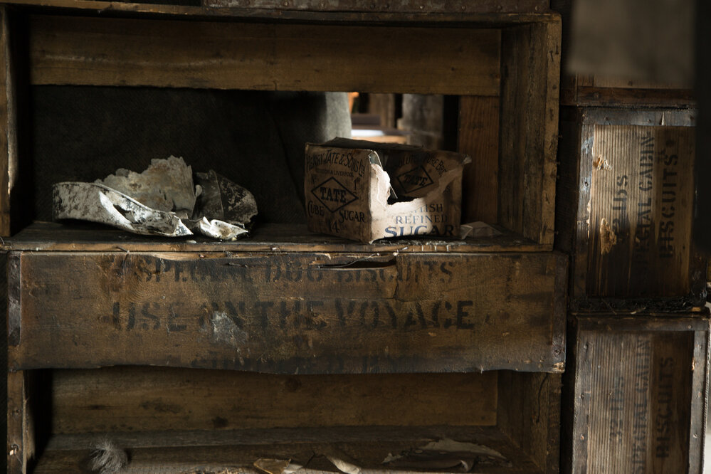 2017-18 Scott's 'Discovery' hut, interior, Stove Area artefacts
