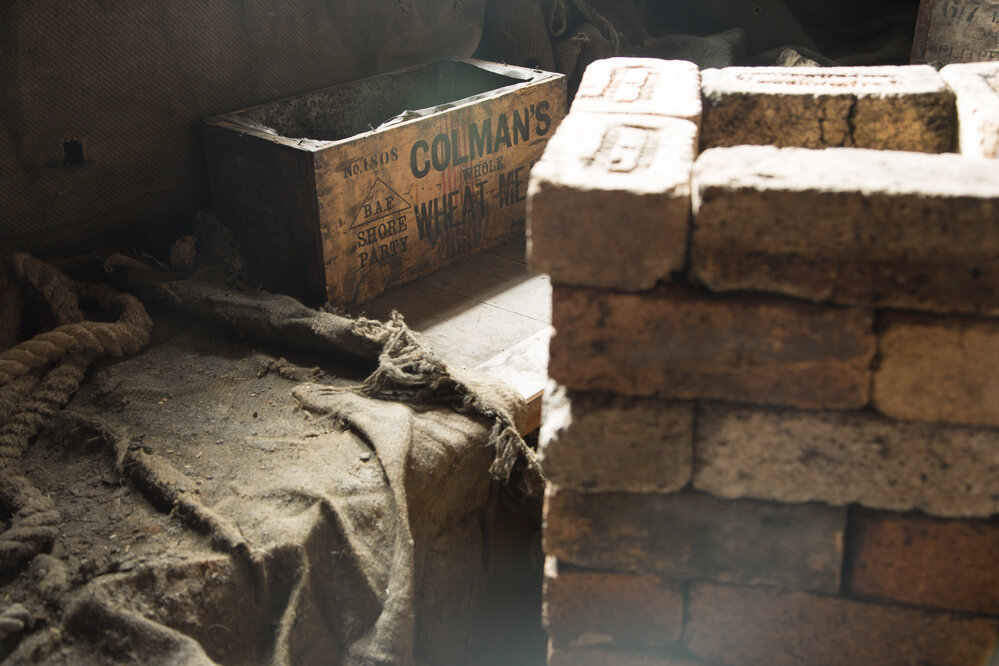 2017-18 Scott's 'Discovery' hut, interior, Colman's box in Physical Laboratory