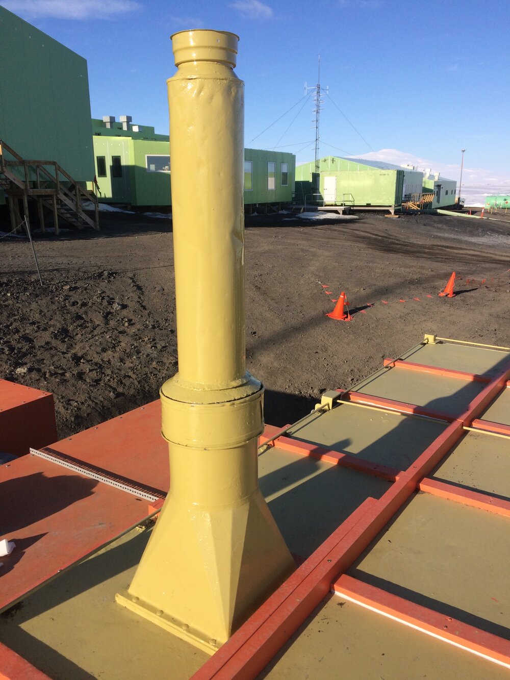 2016-17 Hillary's TAE/IGY hut, diesel heater flue, installed after repair and painting