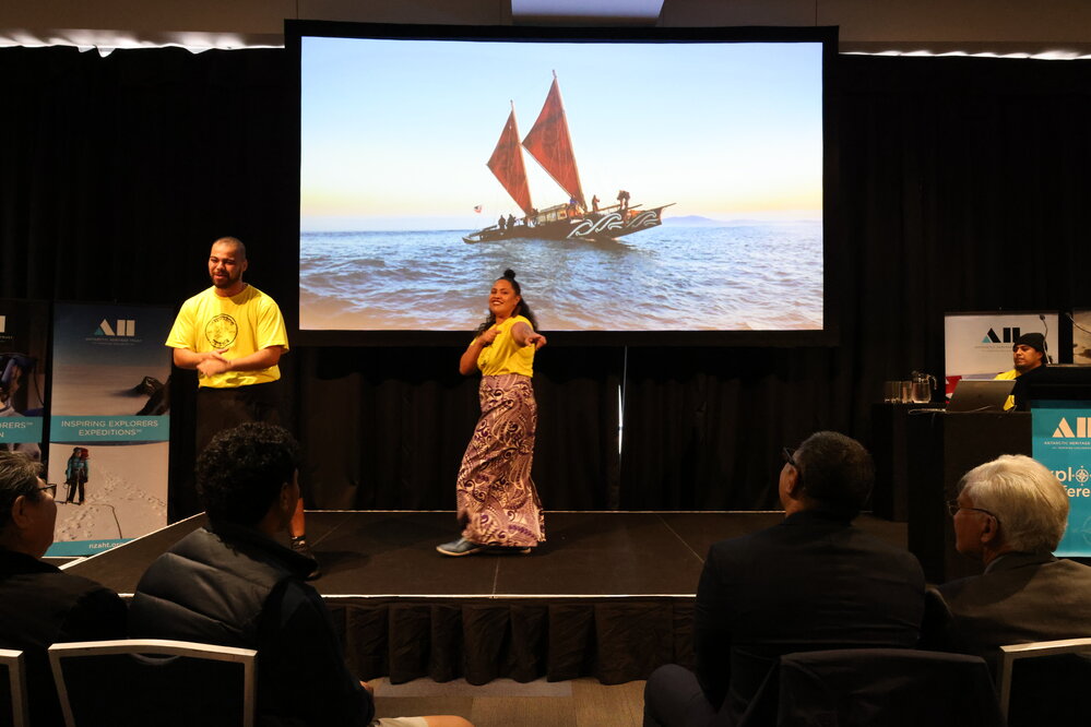 2023 Faumuina Felolini Maria Tafuna'I speaking at the Explorer Conference (001)