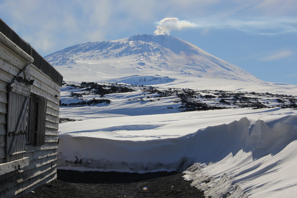 2018-19 Mount Erebus from Scott's 'Terra Nova' hut, Cape Evans