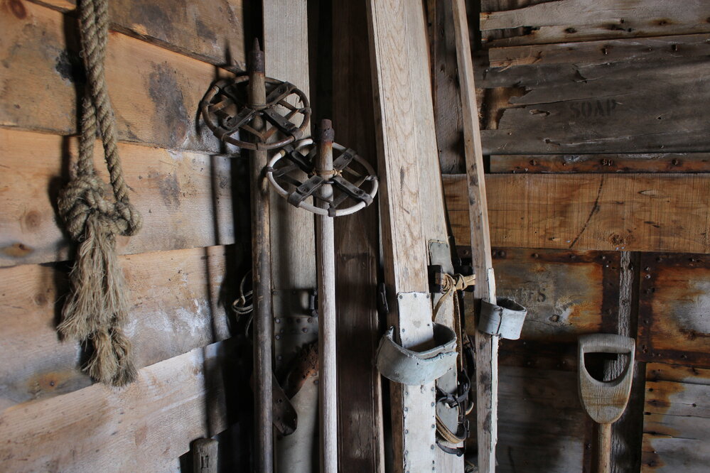 2018-19 Skis in the Annexe, Scott's 'Terra Nova' hut, Cape Evans (001)