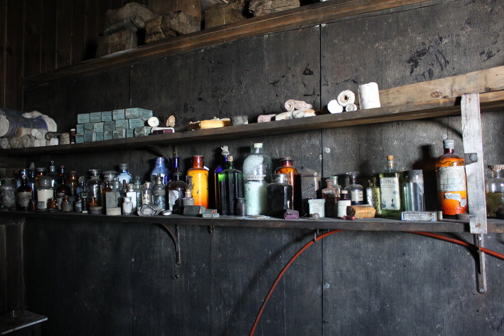 2018-19 Shelves in Wilson and Evans' corner, Scott's 'Terra Nova' hut
