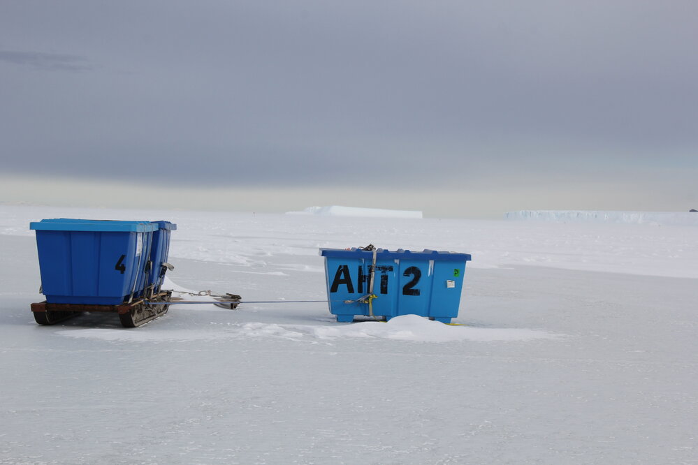 2018-19 Cargo cubers on the sea ice, Cape Evans