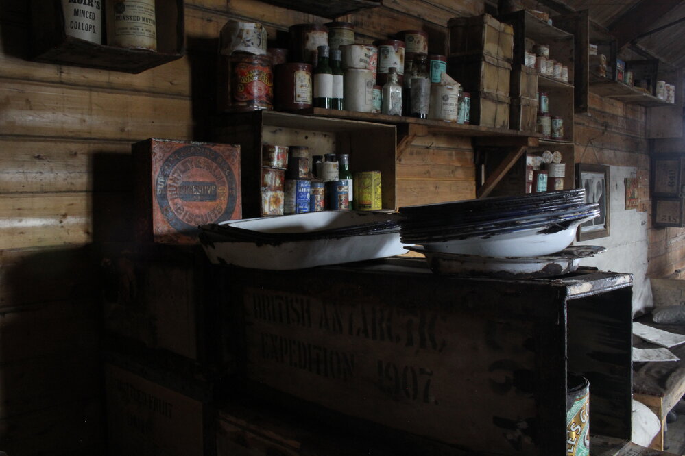 2018-19 Enamel plates inside Shackleton's 'Nimrod' hut, Cape Royds