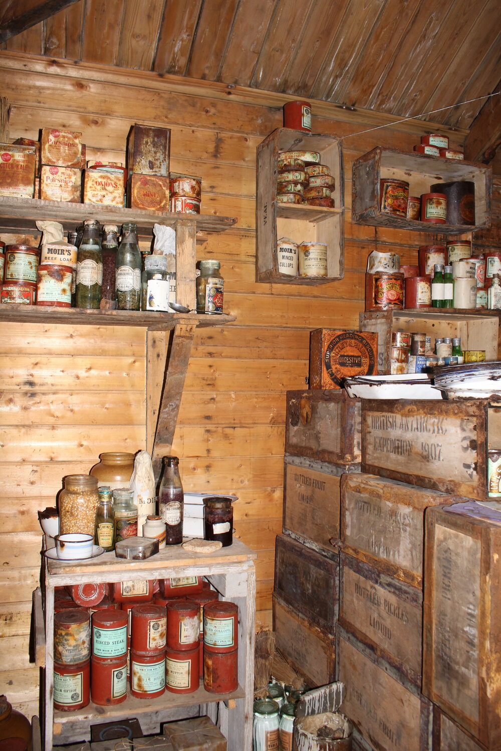 2018-19 Provisions inside Shackleton's 'Nimrod' hut, Cape Royds (004)