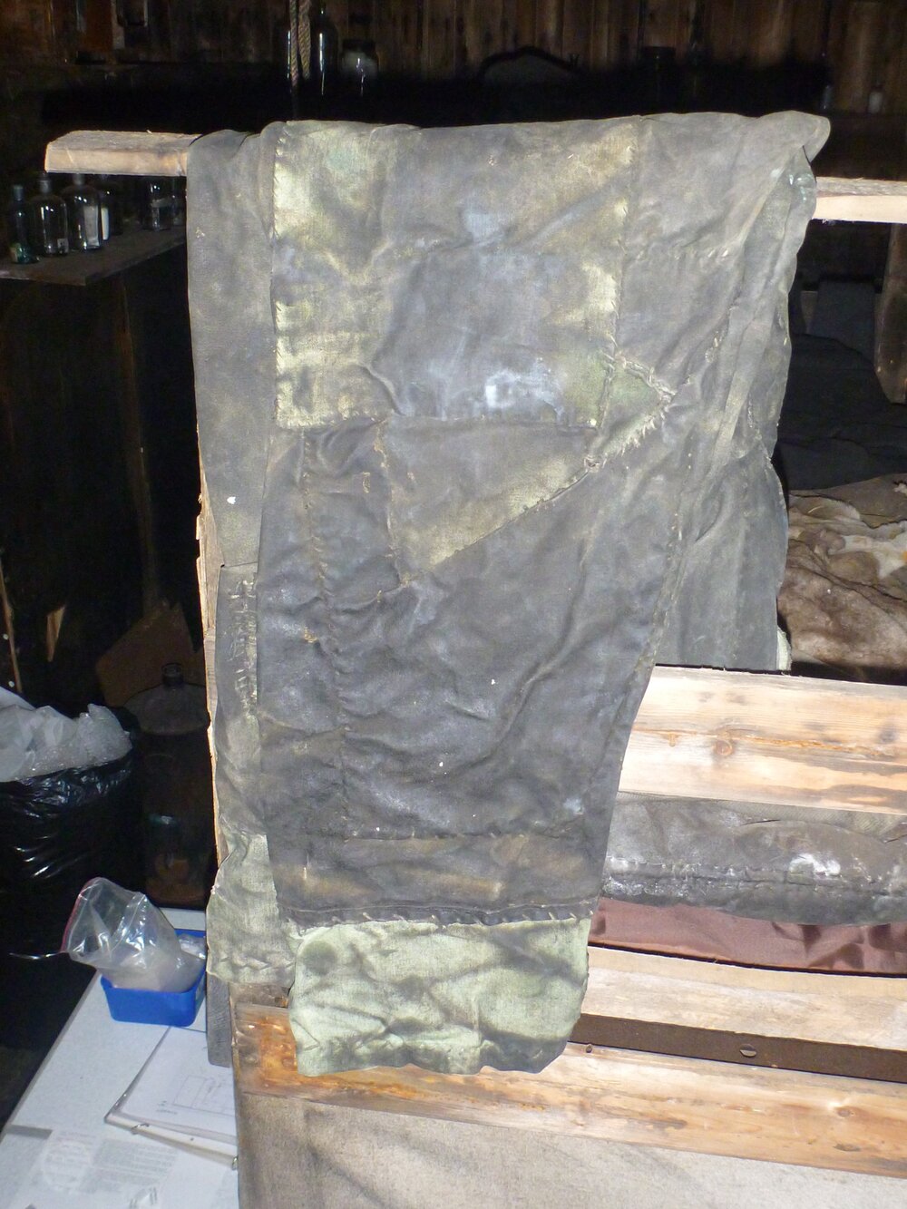 Patched trousers in Scott's 'Terra Nova' hut