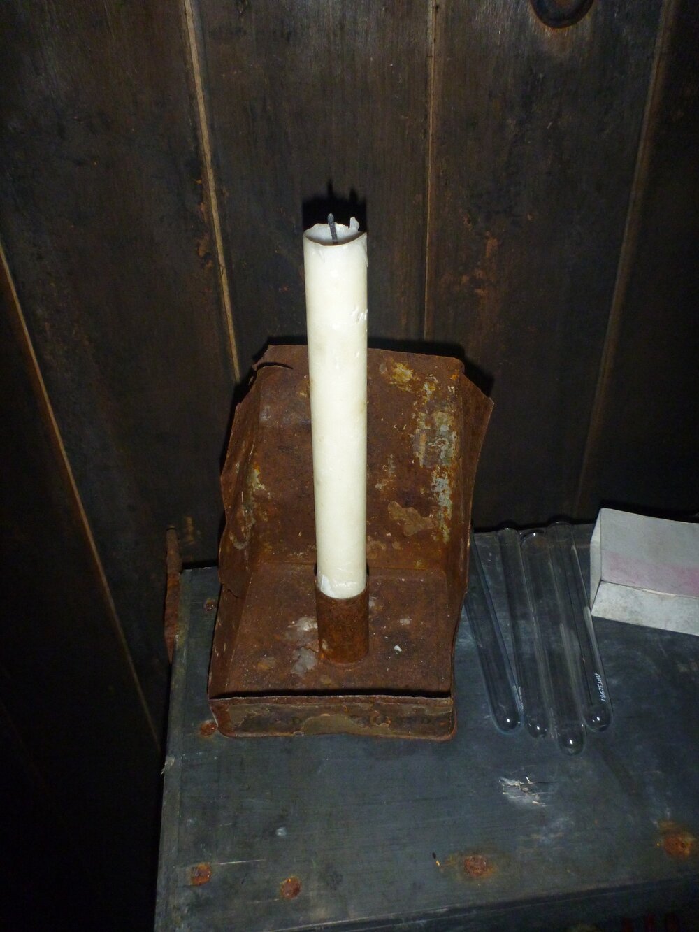 Improvised candle holder in Scott's 'Terra Nova' hut 