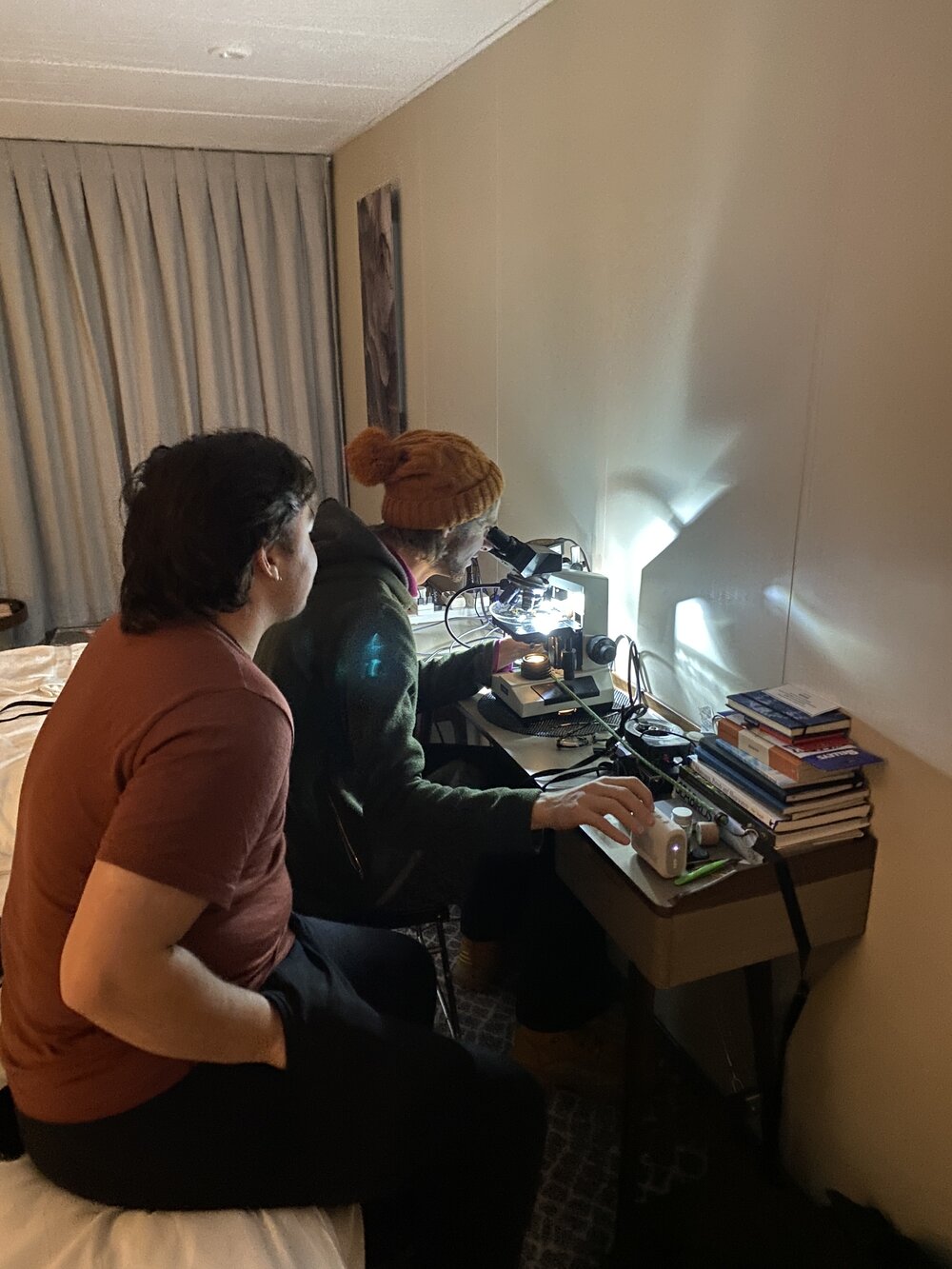 Inspiring Explorers look at samples on board the 'Magellan Explorer'