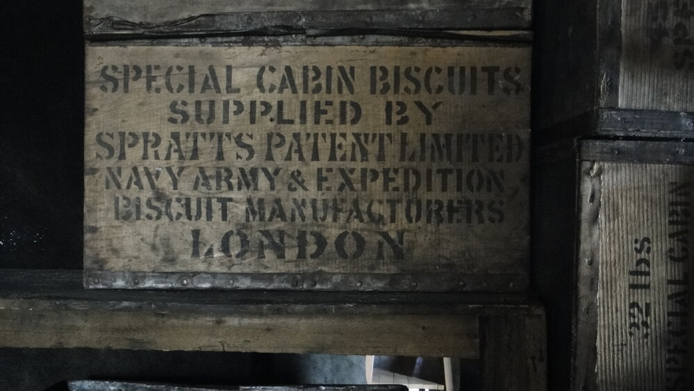 2014-15 Scott's 'Discovery' hut, Spratt's biscuits box detail