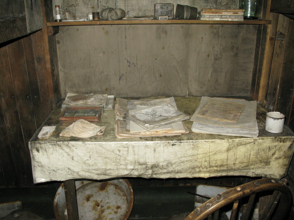 2010-11 Desk in the Geology area inside Scott's 'Terra Nova' hut, Cape Evans