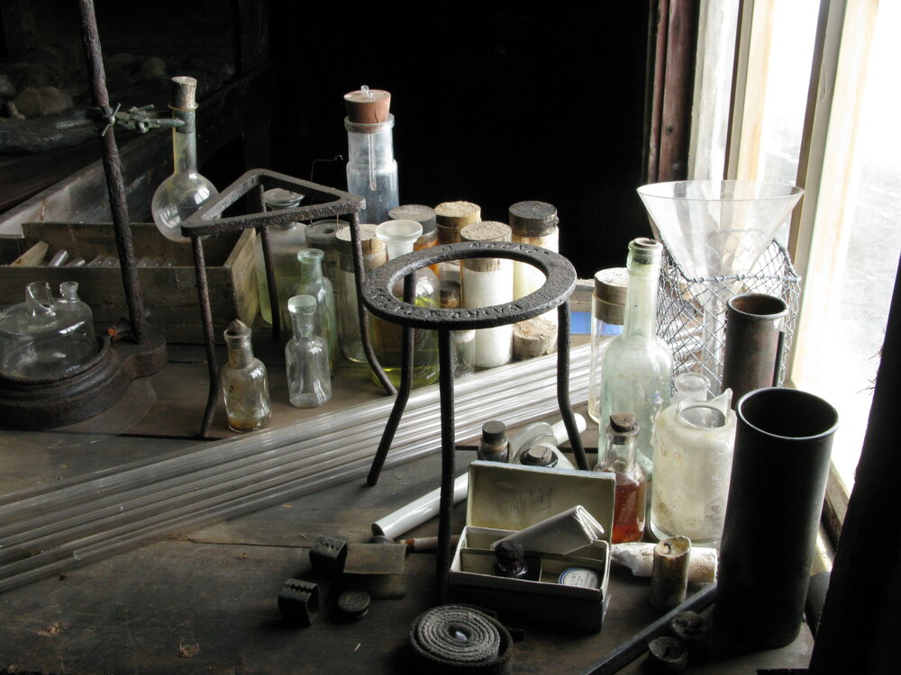2010-11 Artefacts on the Biology desk inside Scott's 'Terra Nova' hut, Cape Evans (002)