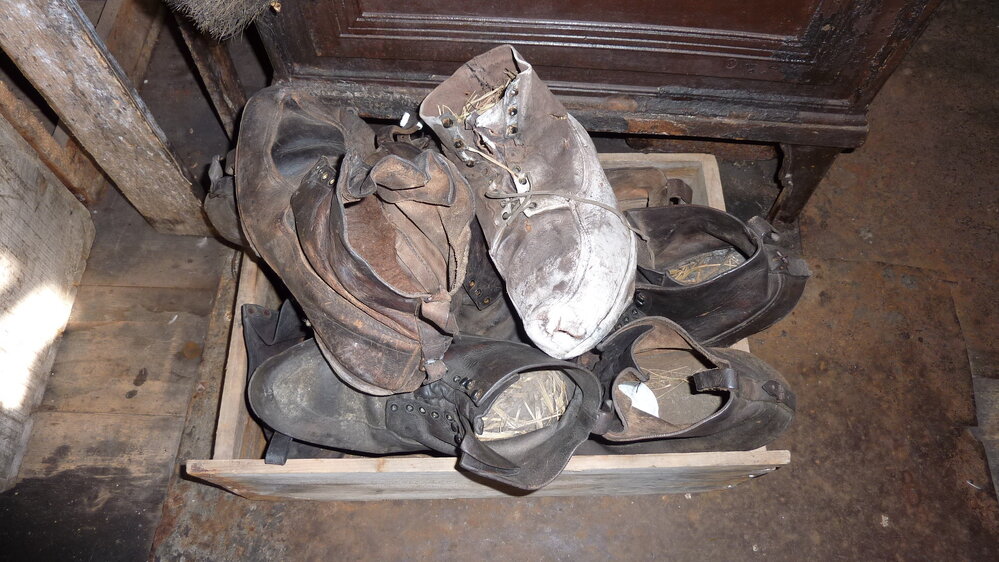 2010-11 Box of leather shoes inside Shackleton's 'Nimrod' hut